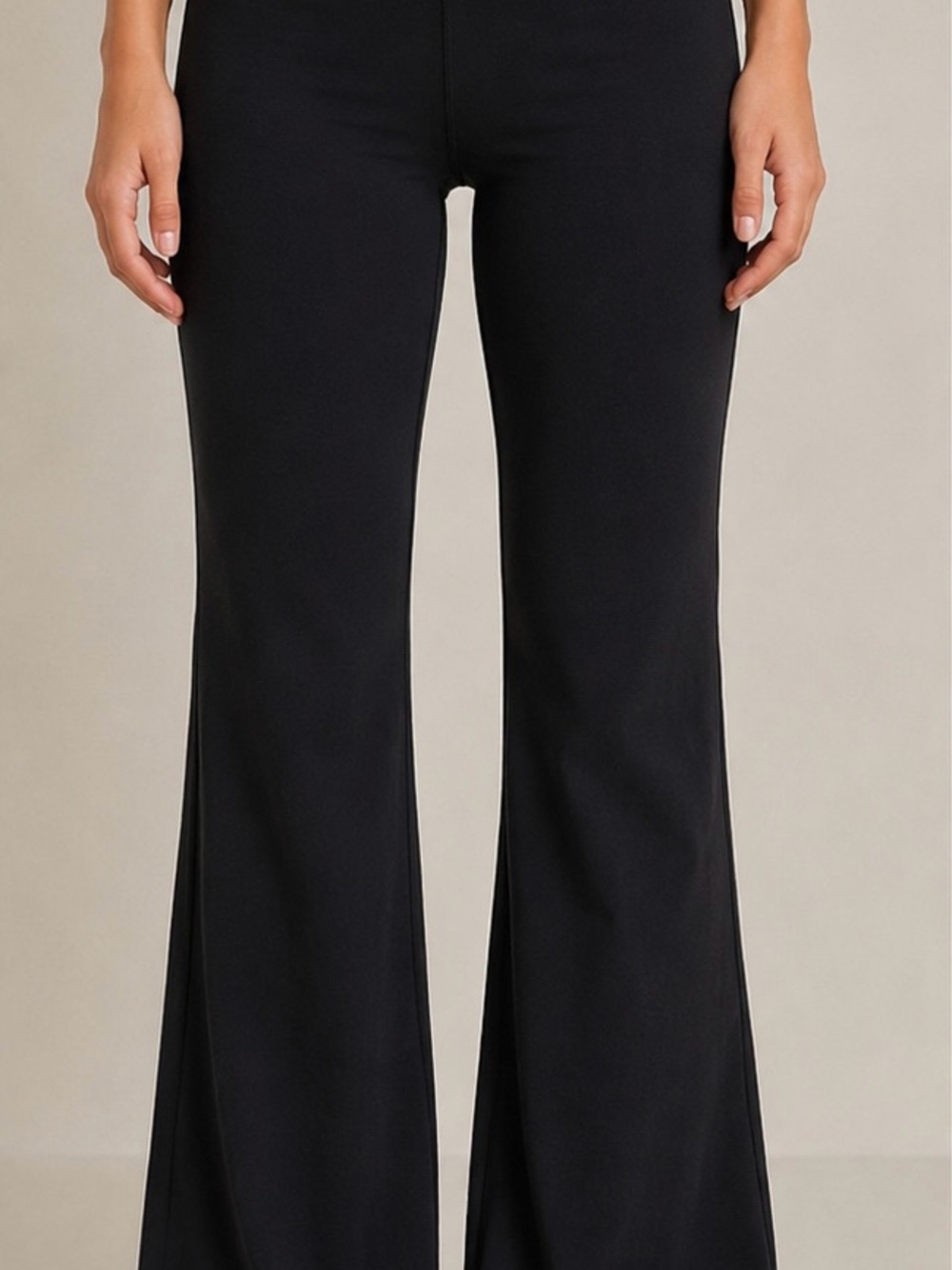 PINK Victoria’s Secret Black Foldover Yoga Pants Flare Leg L